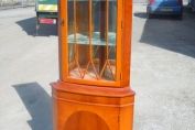 Yew wood Mirrored Back Corner Cabinet