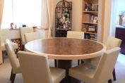 Burr Walnut & Fiddle Maple Dining Table