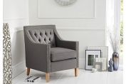 CHATSWORTH CHESTERFIELD GREY FABRIC ARMCHAIR
