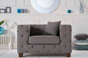 HARRISON CHESTERFIELD GREY FABRIC ARMCHAIR