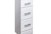 High Gloss White 350mm x 300mm Floor Standing 3 Drawer Cabinet