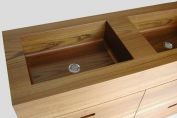 Teak double sink with drawers