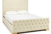 Pearl Cream Upholstered Bed with Padded Headboard