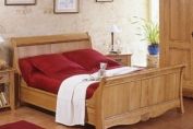 Bordeaux Oak Sleigh Bed, high footboard 6'0'' super king size