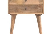 2 DRAWER SOLID WOOD BEDSIDE TABLE