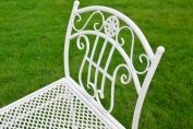 Antique Ivory White Metal and Iron Garden Bench Stool ~ Vintage Style