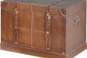 Brown Leather Storage Trunk Chest
