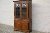 PILLARED BOOKCASE TWO PIECE GLAZED MEDIUM TONED