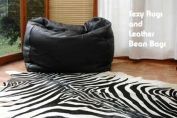 Handcrafted Black Leather Beanbag Chair