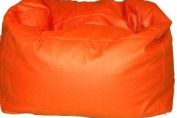 Handcrafted Orange Leather Beanbag Chair - Assembled