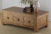 London Solid Oak 6 Drawer coffee Table
