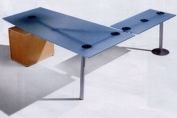 Isotta sandblasted glass top desk