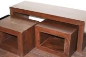 Dakota Long John Coffee Table with 2 Cubes Dark Shade