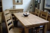 Slab Oak Fixed Top Table with 4 or 6 Chairs