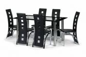 Brescia Chrome & Black Gloss Finish Dining Set