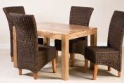 Erlina Rattan 4-Seater Light Mango Dining Set