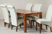 Mandir Sheesham & Leather 6-Seater Dining Set (Ivory)