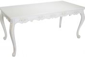 French Chateau White Painted Carved Rectangle Dining Table