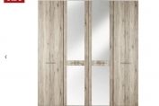 Samara 4 Door Wardrobe with Mirrors - Oak