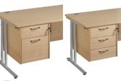 Maestro 2 & 3 drawer Fixed Pedestals - Silver Handles