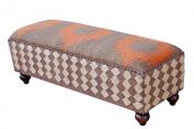 Grey Kilim Upholstered Pouffe