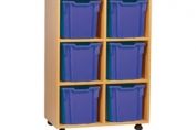 Jemini Jumbo Mobile Storage Unit 6-Tray Beech TC6JT