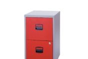 Bisley A4 Personal Filing Cabinet 2 Drawer Lockable Grey and Red