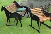 Horse & Dog Bench On Display