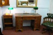 4ft x 2ft desk in yew and 18“ open bookcase, Captains chair