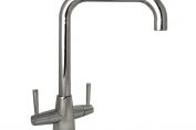 Harris Chrome U Spout Twin Lever Swivel Spout Kitchen Sink Mixer Tap