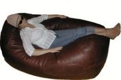 Handcrafted Brown Leather Beanbag Sofa