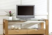 Ex-display Cannes 150cm Solid Oak And Glass Tv Unit