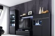 Black living room collection in matt black room setting set