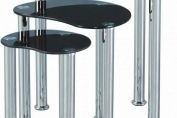 Cara Black Glass / Silver Nest of Tables
