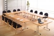 Harley rectangular tables with veneered tops and folding frames