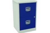 Bisley A4 Personal Filing 2 Drawer Lockable Grey and Blue