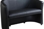 London Black Leather Faced Tub Sofa for Home Office or Reception Areas lon50002