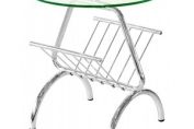 CHROME MAGAZINE RACK SIDE TABLE - FW947
