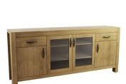 Quebec Solid Oak Large Glazed Door Sideboard