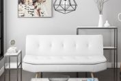 Barker White Faux Leather Sleeper Sofa Bed
