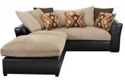 Owen leather arm fabric cushions corner suite