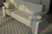 Cream Faux Leather 2 Seater Sofa Bed