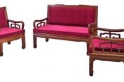 Backed Chinese Sofa set with fixed cushions