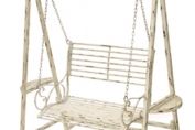 Metal Two Seater Garden Swing in Distressed Cream