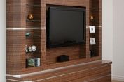 Walnut/stainless steel media centre