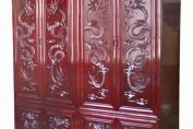 Chinese Dragon Carved Double wardrobe Set
