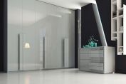 High gloss grey wardrobes with same handles