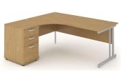 Impulse 1600 Left Hand Cantilever Workstation 600 Pedestal Bundle Oak Ref I000868