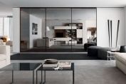 Mirror, glass and gloss sliding doors.