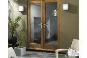 TRUFOLD External Pre-finished Oak 1 Light French Patio Door Set